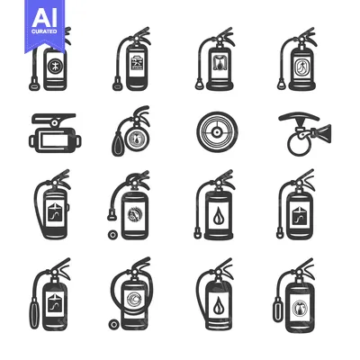 Aset desain premium: A Collection of Fire Extinguisher Icon Variations