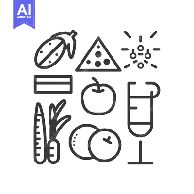 Aset desain premium: A Collection of Food Icons in Outline Style