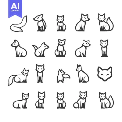 Aset premium populer: A Collection of Fox Silhouettes in Various Poses