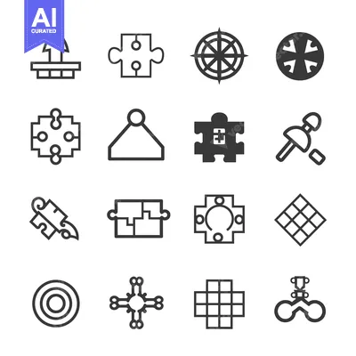 Aset desain premium: A Collection of Geometric and Abstract Shapes in Black and White Line