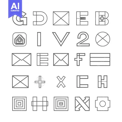Popular premium asset: A Collection Of Geometric Shapes And Letters In Gray Outlines 38492