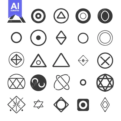 Aset desain premium: A Collection of Geometric Shapes and Symbols