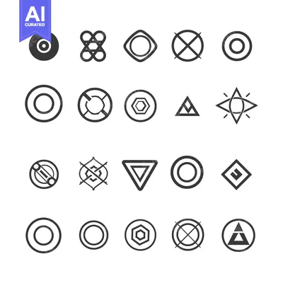 Premium design asset: A Collection of Geometric Shapes and Symbols in Black and White