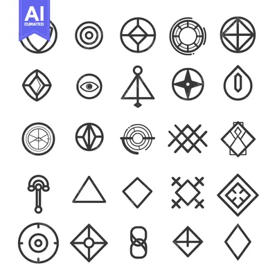 Premium design asset: A Collection of Geometric Shapes and Symbols in Black and White