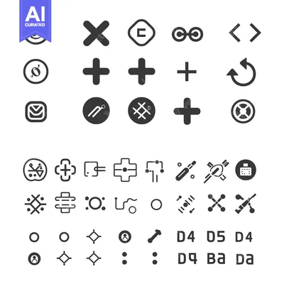 A Collection of Geometric Shapes, Arrows, and Symbols
