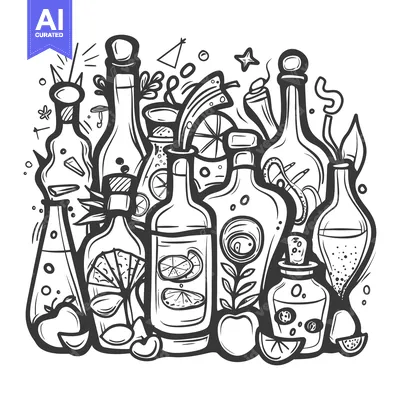 Aset premium populer: A Collection of Glass Bottles Filled with Various Ingredients
