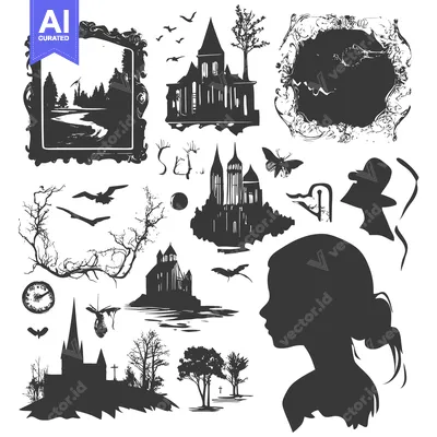A Collection of Gothic-Themed Silhouettes