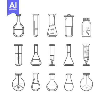 Aset premium populer: A Collection of Gray Line Drawings of Laboratory Glassware