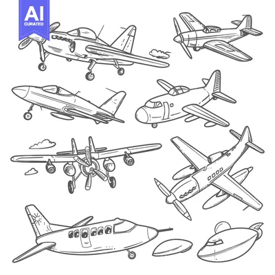 A Collection of Hand-Drawn Airplane Illustrations