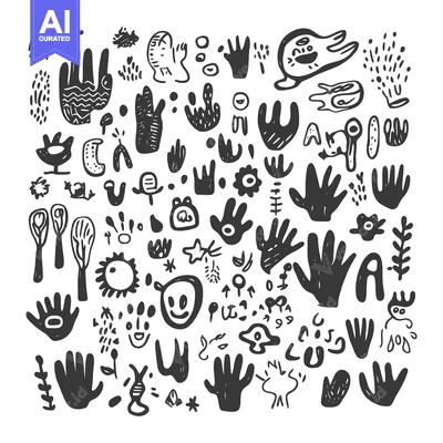 Popular premium asset: A Collection of Hand-Drawn Black and White Abstract Shapes and Symbols