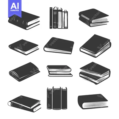 Aset desain premium: A Collection of Hand-Drawn Black and White Book Illustrations