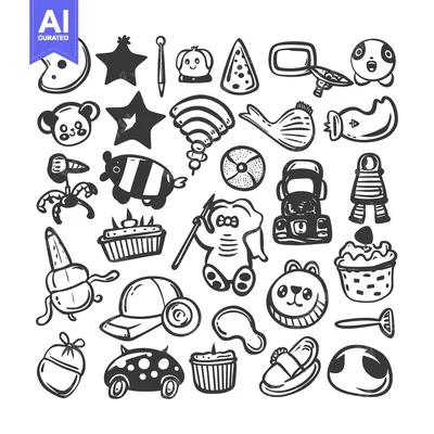 A Collection of Hand-Drawn Black and White Cartoon Illustrations