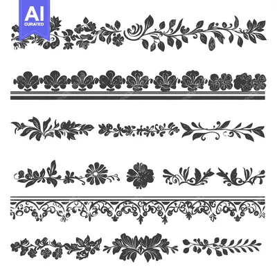 Premium design asset: A Collection of Hand-Drawn Black and White Floral Borders and Dividers