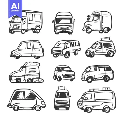 Popular premium asset: A collection of hand-drawn black and white illustrations of various va