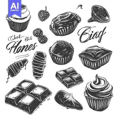 Popular premium asset: A Collection of Hand-Drawn Chocolate Desserts and Sweets