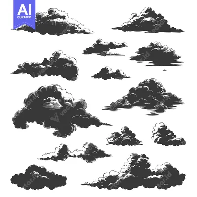 Popular premium asset: A Collection of Hand-Drawn Clouds in Black and White