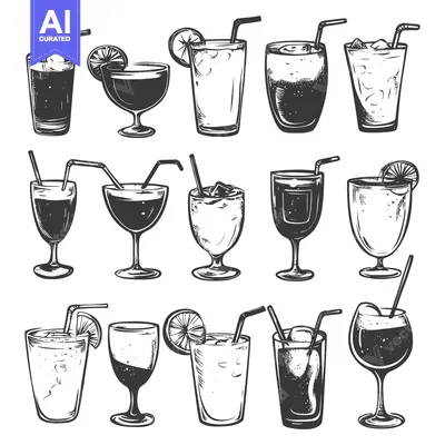 A Collection of Hand-Drawn Cocktail and Beverage Illustrations