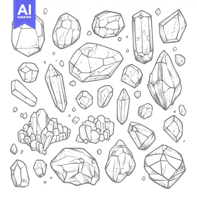 A Collection of Hand-Drawn Crystal Shapes