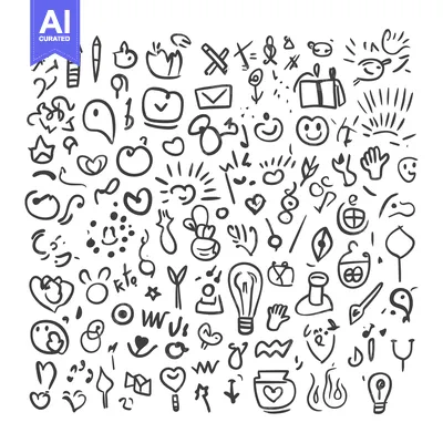 A Collection of Hand-Drawn Doodle Icons and Symbols
