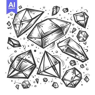 Aset premium populer: A Collection of Hand-Drawn Geometric Crystal Shapes