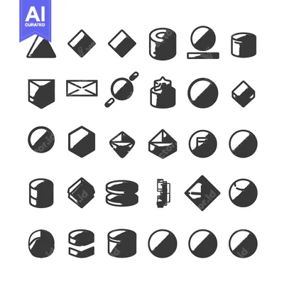 Aset premium populer: A Collection of Hand-Drawn Geometric Shapes and Cylinders