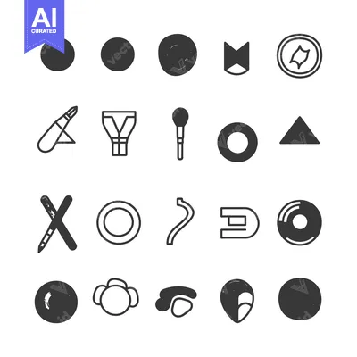 Aset desain premium: A Collection of Hand-Drawn Geometric Shapes and Objects