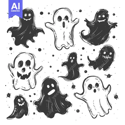 Popular premium asset: A Collection of Hand-Drawn Ghosts with Various Expressions