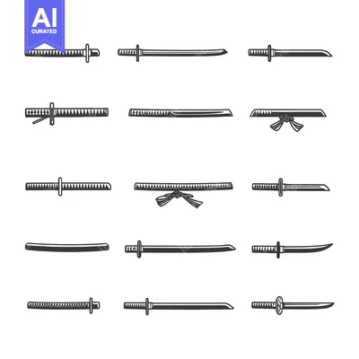 A Collection of Hand-Drawn Katana Swords in Various Positions