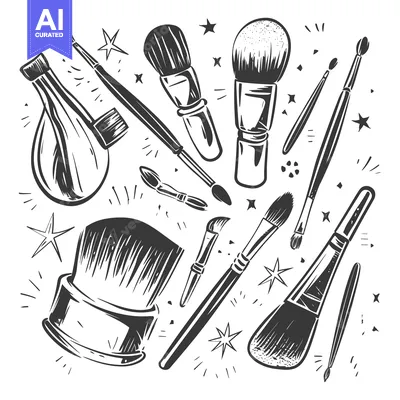 Popular premium asset: A Collection of Hand-Drawn Makeup Brushes with Stars