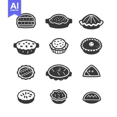 Premium design asset: A Collection of Hand-Drawn Pie Icons in Black and White