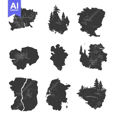 Popular premium asset: A Collection of Hand-Drawn Silhouettes of Islands and Forests