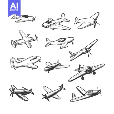 Popular premium asset: A Collection of Hand-Drawn Vintage Airplane Sketches