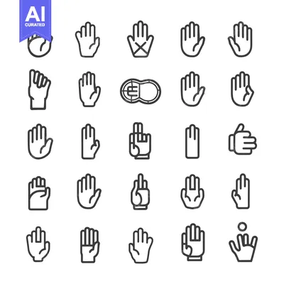 A Collection of Hand Gestures Depicted as Line Drawings