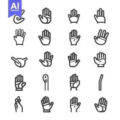 Aset desain premium: A Collection of Hand Gestures Depicted as Line Icons