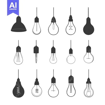 Premium design asset: A Collection of  Hanging Lightbulb Silhouettes