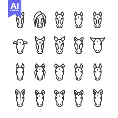 Aset premium populer: A Collection of Horse and Cow Head Icons