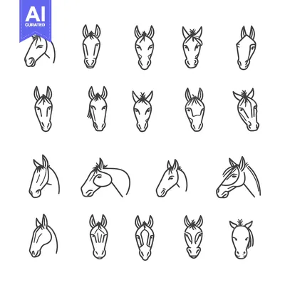 Premium design asset: A Collection of Horse Head Line Art Illustrations