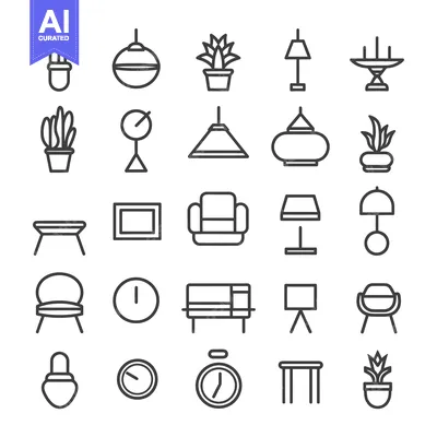 A Collection of Interior Design Line Icons