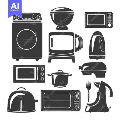 Popular premium asset: A Collection of Kitchen Appliances in Silhouette