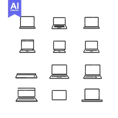 Aset desain premium: A Collection of  Laptop Icons in Different States
