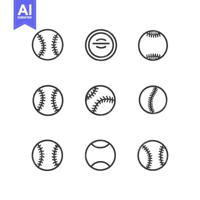 Aset desain premium: A Collection of Line Art Baseball Ball Icons