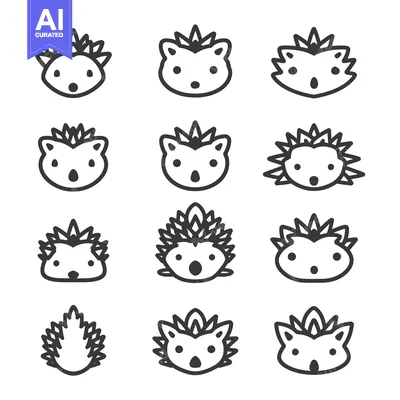 Aset premium populer: A Collection of Line Art Hedgehog Icons