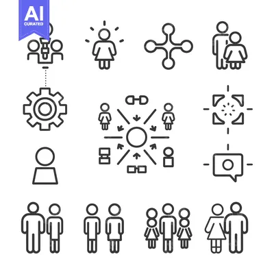 Popular premium asset: A Collection of Line Art Icons Depicting Human Interaction and Social