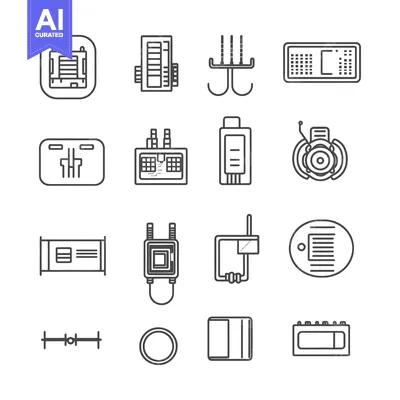 A Collection of Line Art Icons Depicting Various Electronics and Devic