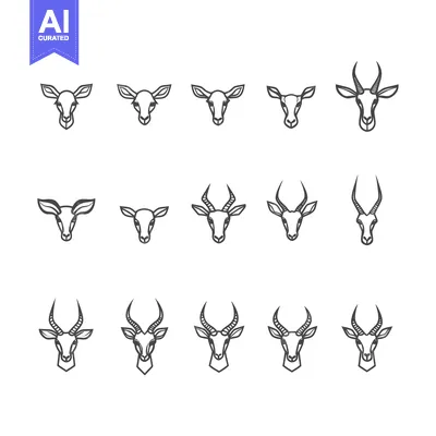 A Collection of Line Art Illustrations Depicting the Heads of Springbo