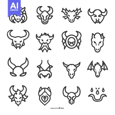 Aset premium populer: A Collection of Line Art Illustrations Featuring Mythical Creatures an