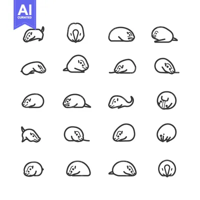Aset premium populer: A Collection of Line Drawings Depicting a Hamster in Various Poses