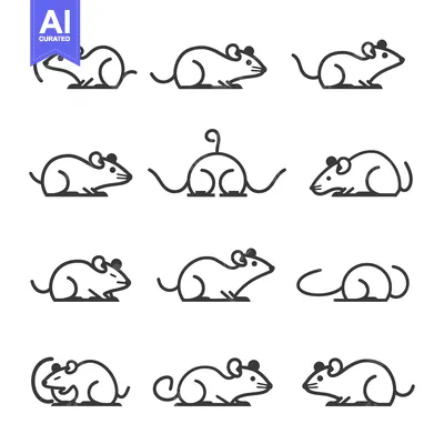 Aset premium populer: A Collection of Line Drawings Depicting Mice in Various Poses