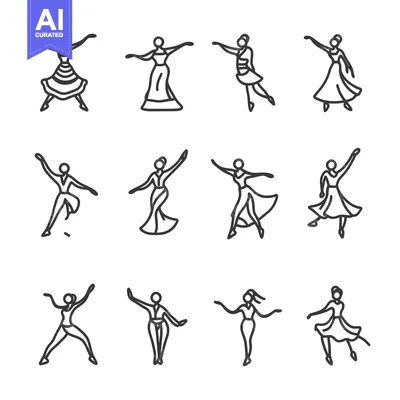Popular premium asset: A Collection of Line Drawings Depicting People in Various Dance Poses