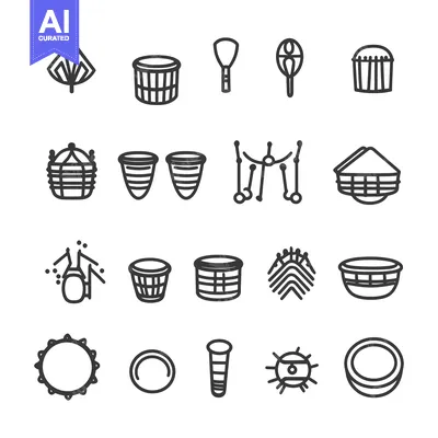 A Collection of Line Drawings Depicting Various Types of Drums